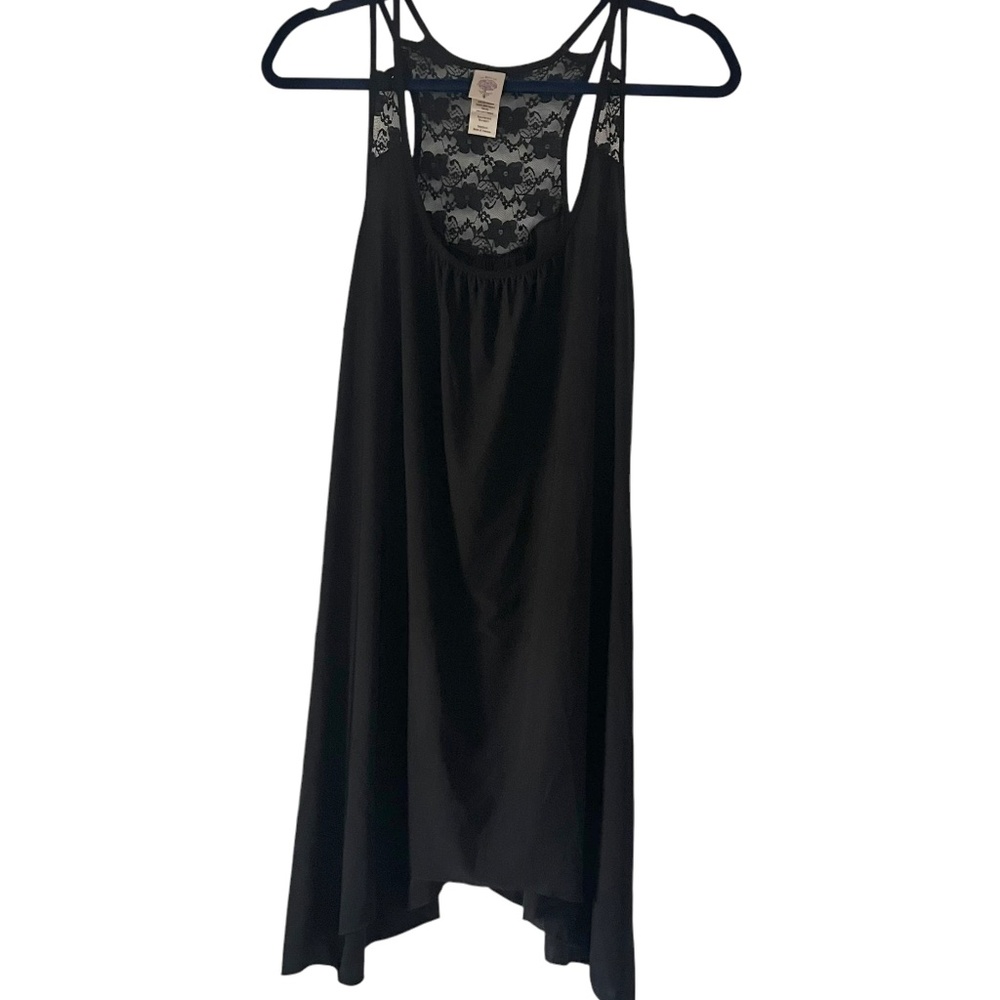 Black Lace Slip Dress Tunic Top In Bloom by Jonqull M